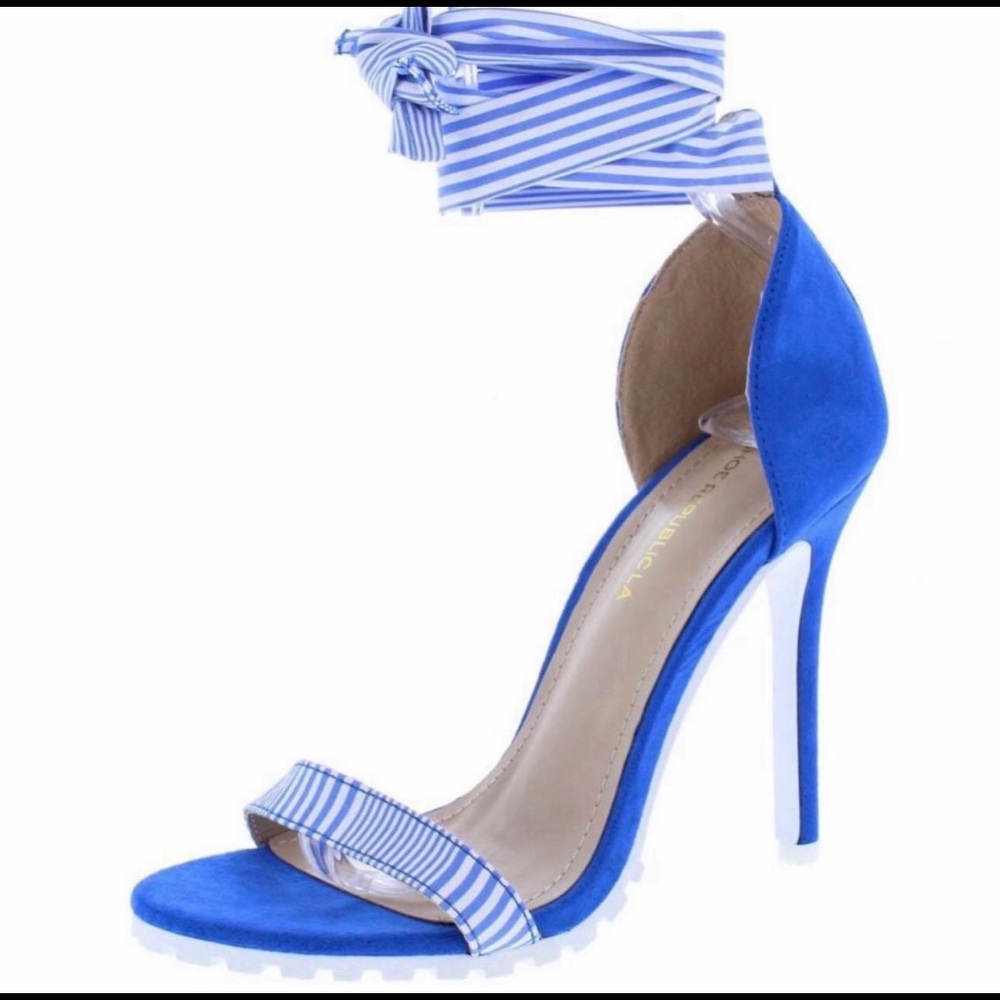 BLUE SUEDE STILETTO HEELS - Picture 2 of 4